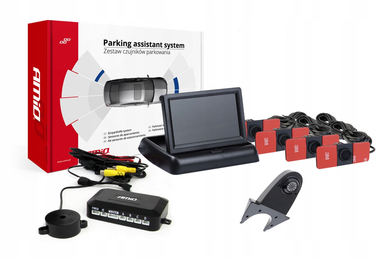 Sada parkovacích senzorov TFT02 4,3 s kamerou HD-502-IR 4 senzory čierna