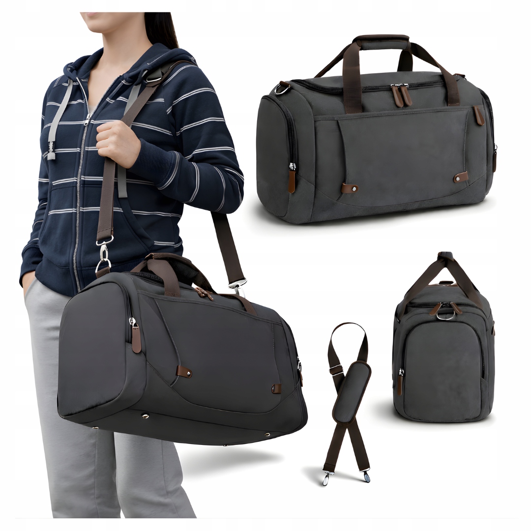Torba Podróżna Sportowa 60x22x29cm 40L Czarna Torby Sportowe Pojemna