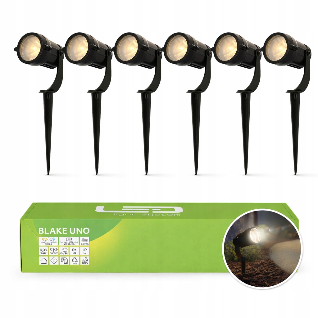 6x Zapichovací reflektorová zahradní lampa GU10 pro zahradu s kabelem IP65