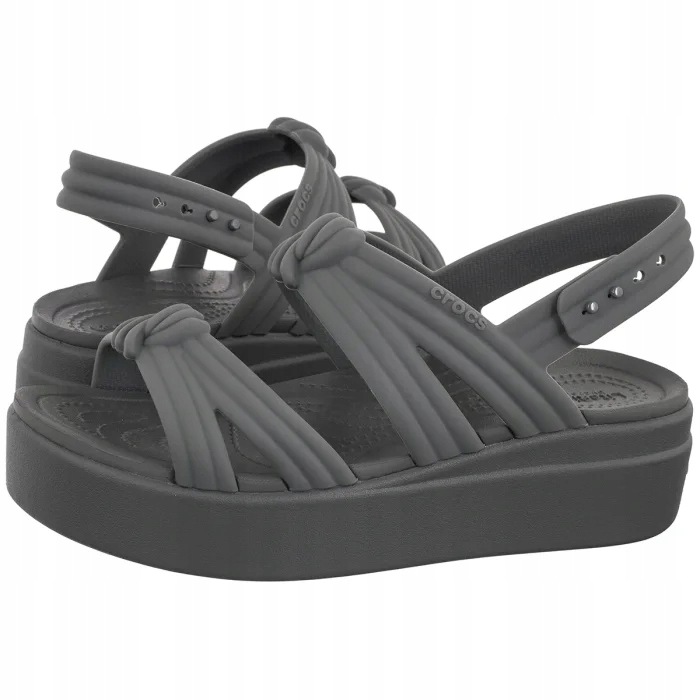 Dámské sandály Crocs Brooklyn Knot Low Wedge Carbon 212864 Šedé