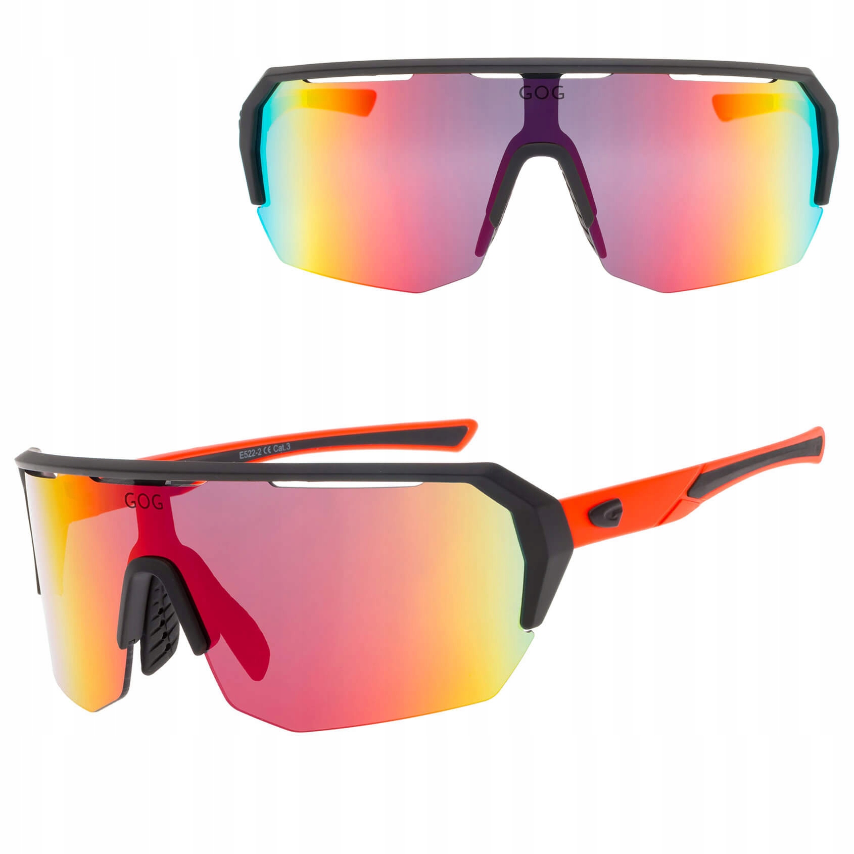 Sluneční zrcadlové sportovní cyklistické brýle Gog černá/oranžová