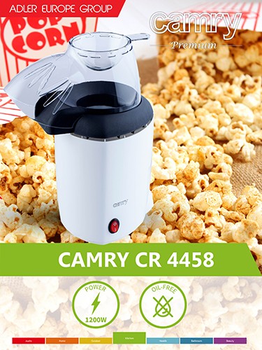 AUTOMAT MASZYNA DO POPCORNU BEZ OLEJU CAMRY 4458 Moc 1200 W