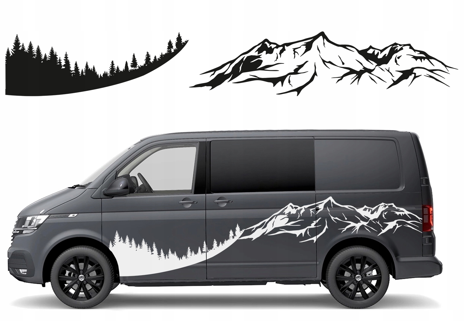 Samolepka Grafika na karavan Horské Pásmo Les 300x76