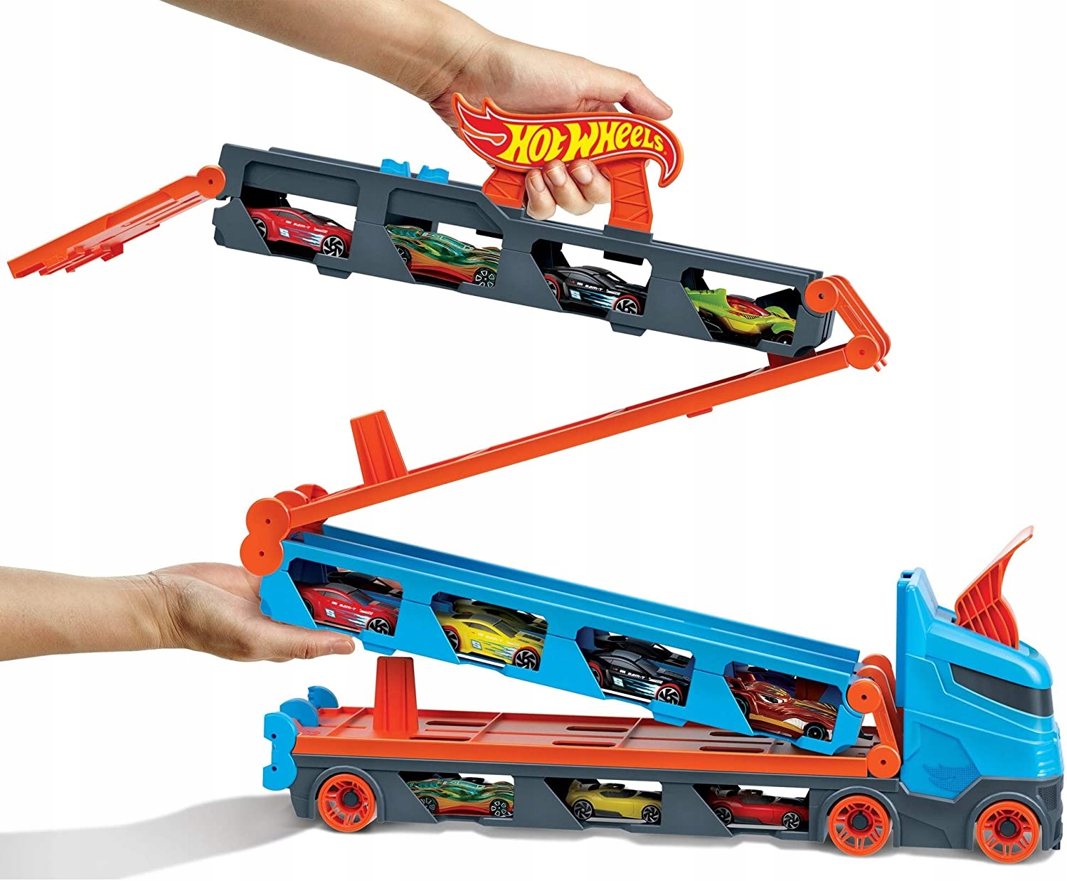 HOT WHEELS TRANSPORTER AUTEK TORY WYŚCIGOWE +3auta Stan opakowania oryginalne