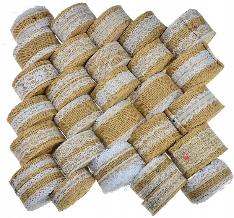 Wstążka bieżnik tkanina z juty jutowa z koronką C1 Marka inna