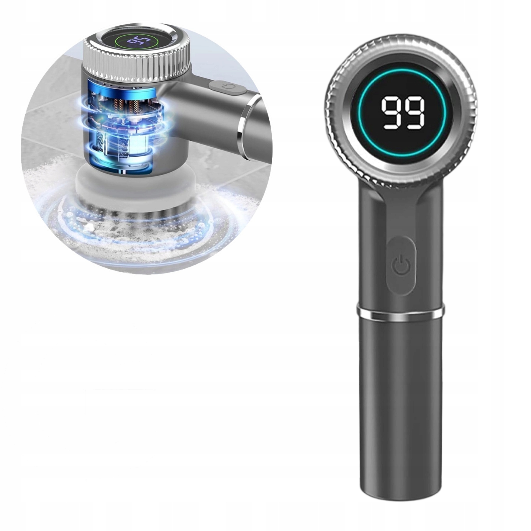 Levně Elektrický Čisticí Kartáč Bezdrátový Ruční Rotační Mop Šedý Pro Úklid