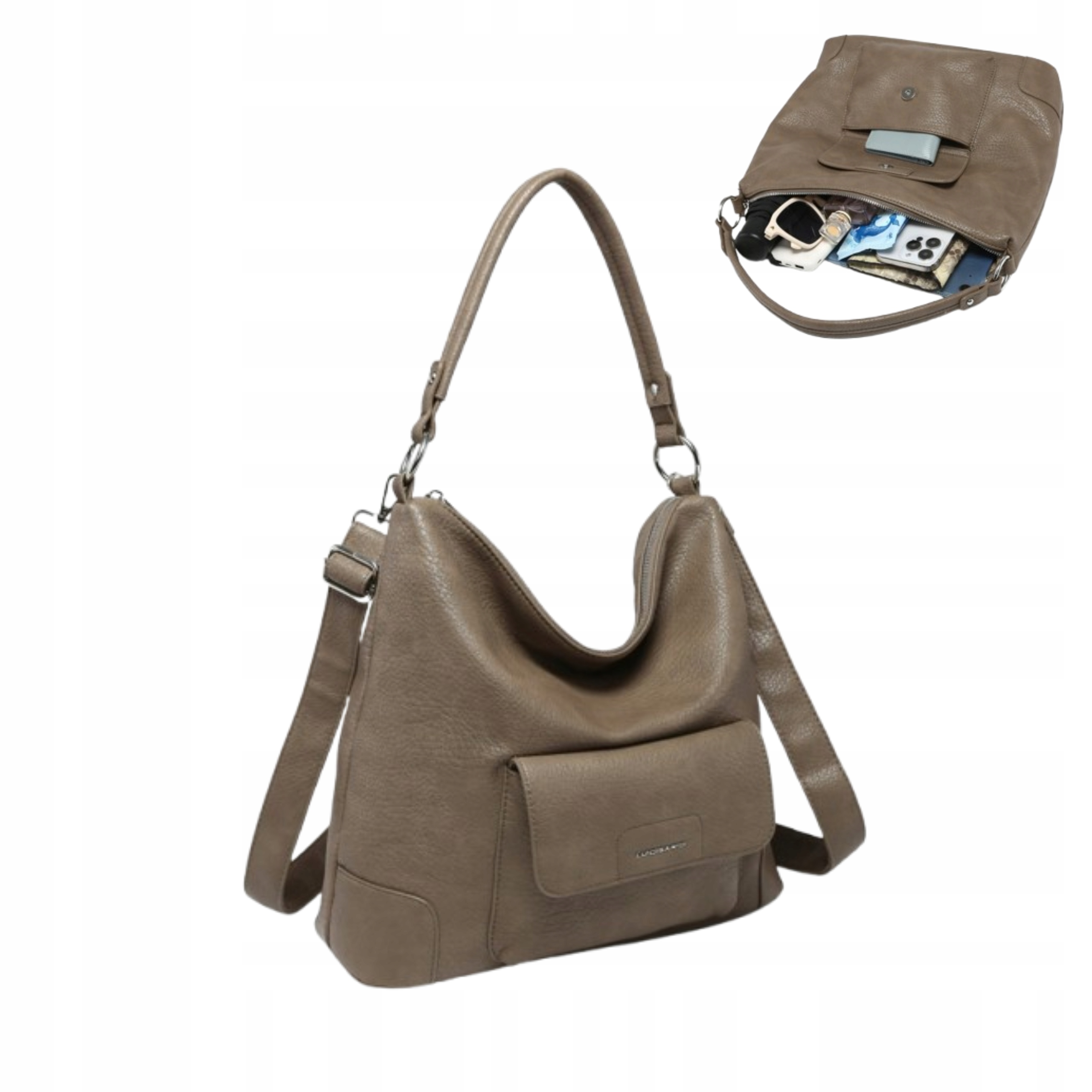 Dámská kabelka Tmavě béžová Městská Elegantní Módní kabelka přes rameno Prostorná