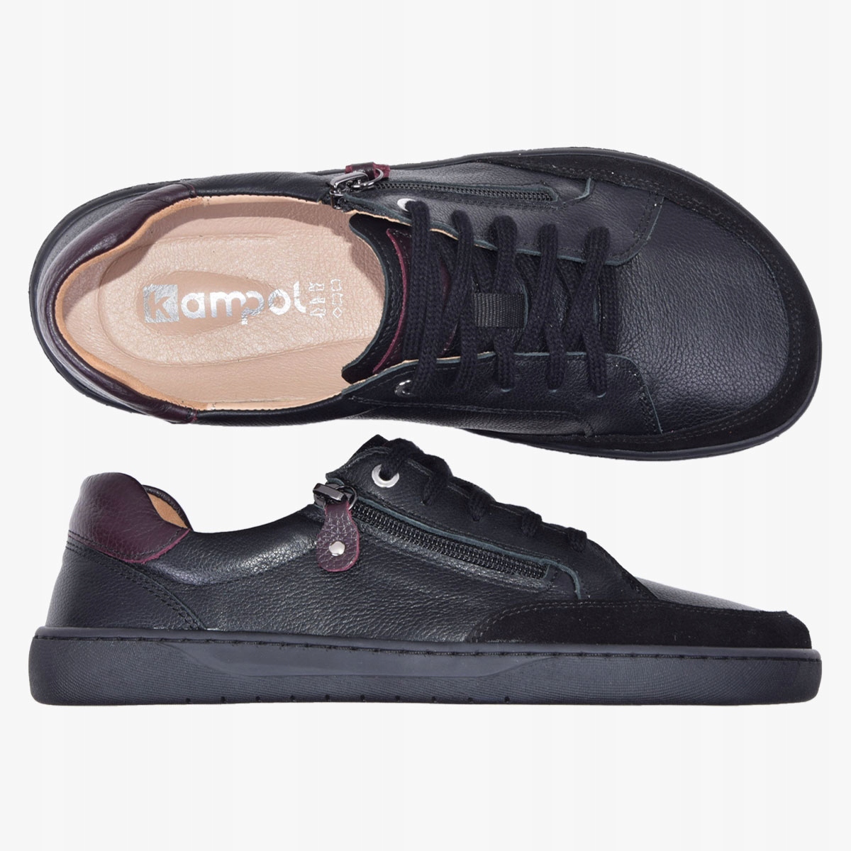 Buty Barefoot Sneakersy Skóra Minimalistyczne Damskie Szerokie Czarne 38