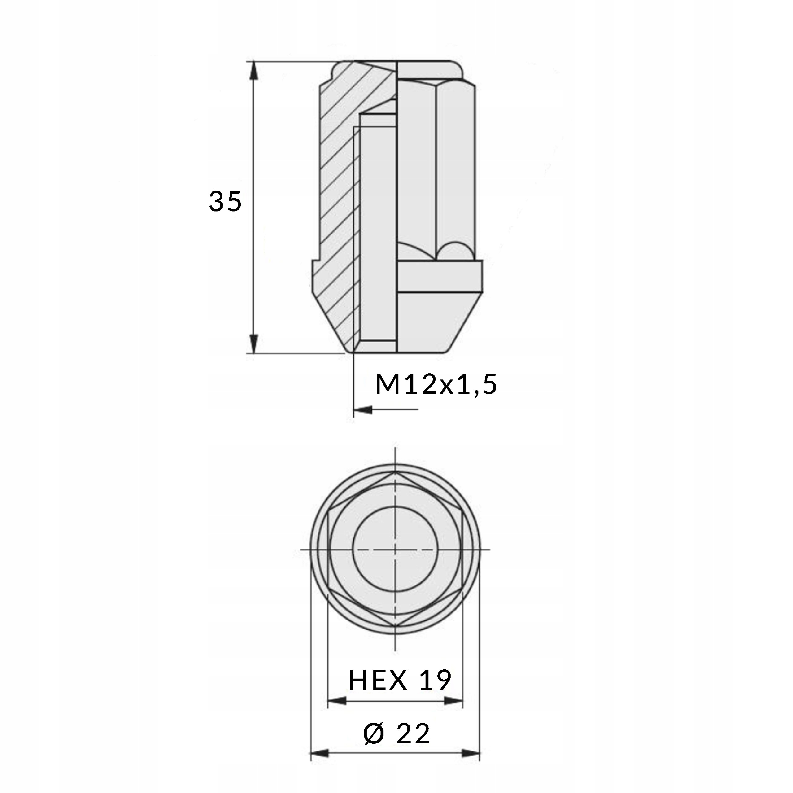 NAKRĘTKA M12X1,5 K19 KÓŁ CHEVROLET FORD HYUNDAI JEEP KIA OPEL VOLVO JAGUAR Zastosowanie felgi aluminiowe