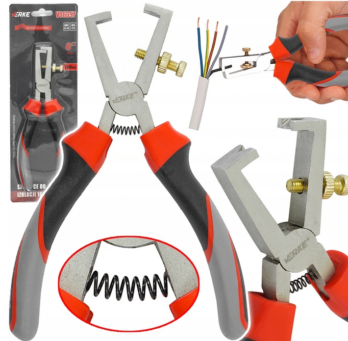ПЛОСКОГУБЦЫ ДЛЯ ЗАЧИСТКИ ПРОВОДОВ 160 ММ VERKE