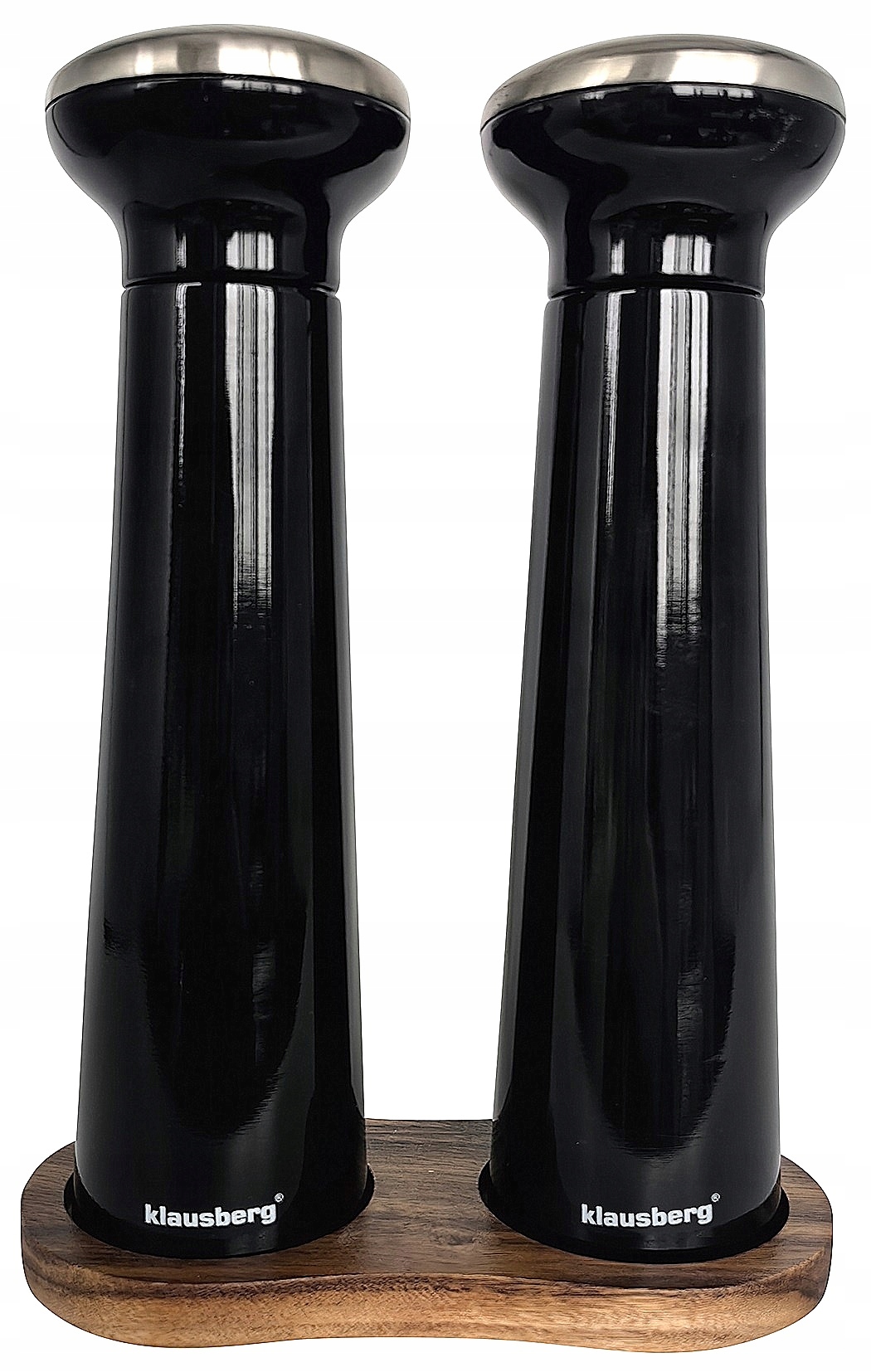 Młynki do soli i pieprzu z podstawką z drewna akacjowego, zestaw młynków KB