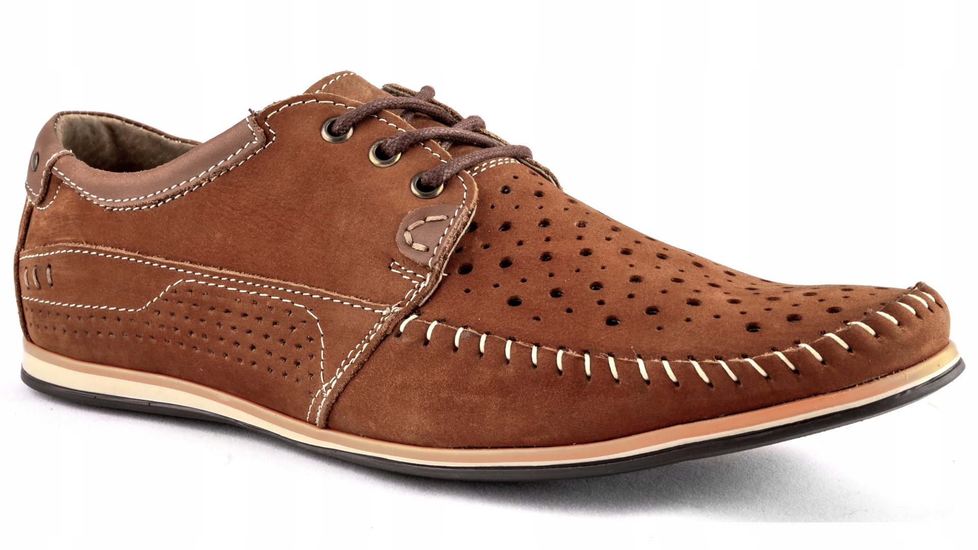 

Buty Letnie skórzane Polskie półbuty camel 42