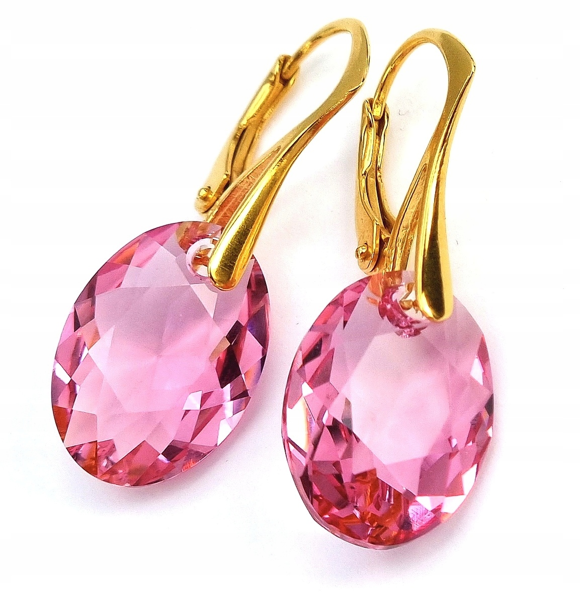 Krásné Náušnice Krystaly Crystal Classic Rose Zlaté Stříbro Certifikát