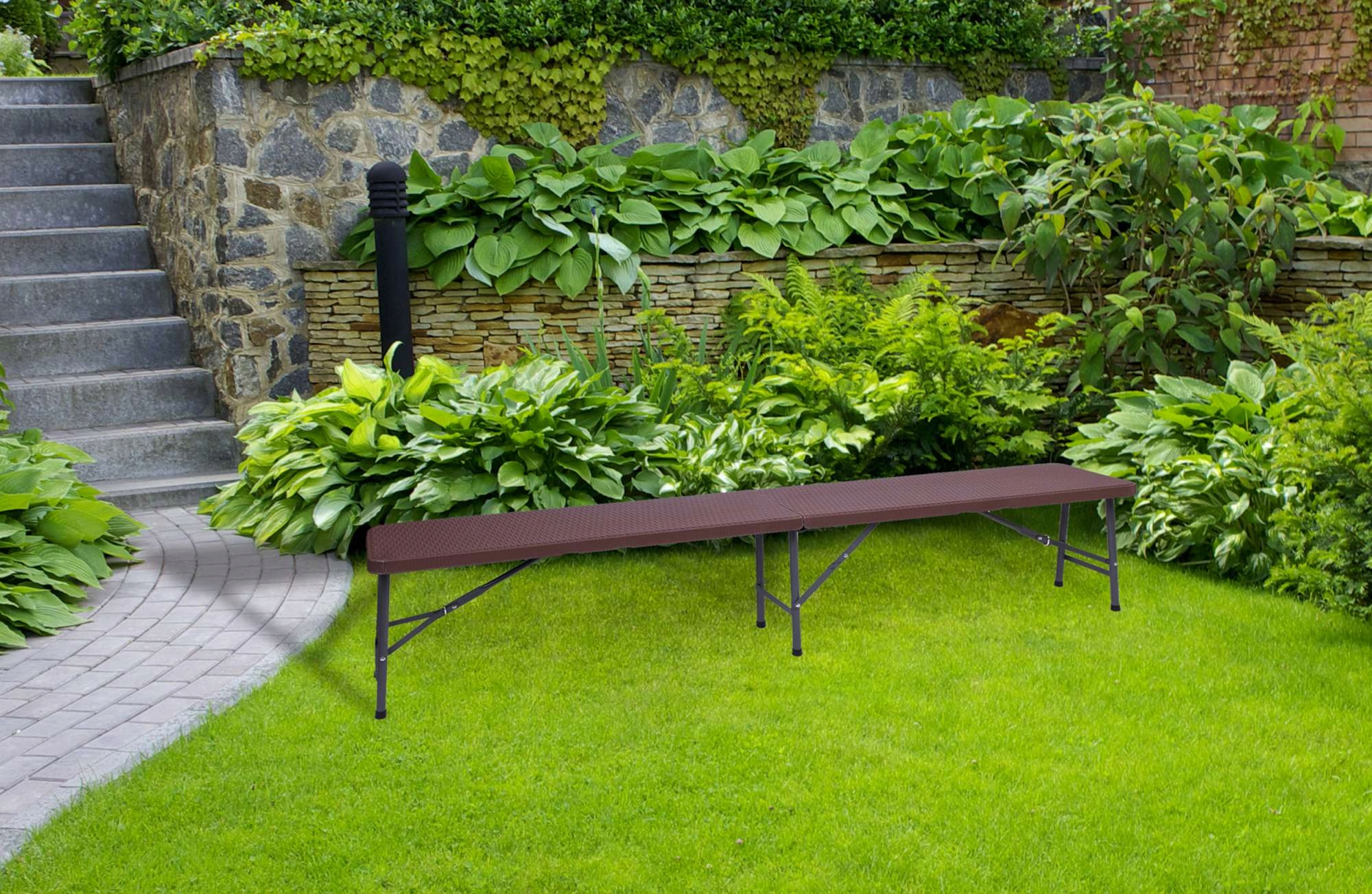 Zahradní Cateringová Lavička, Skládací Cestovní Kufr, Vzor Ratan, Hnědá Barva