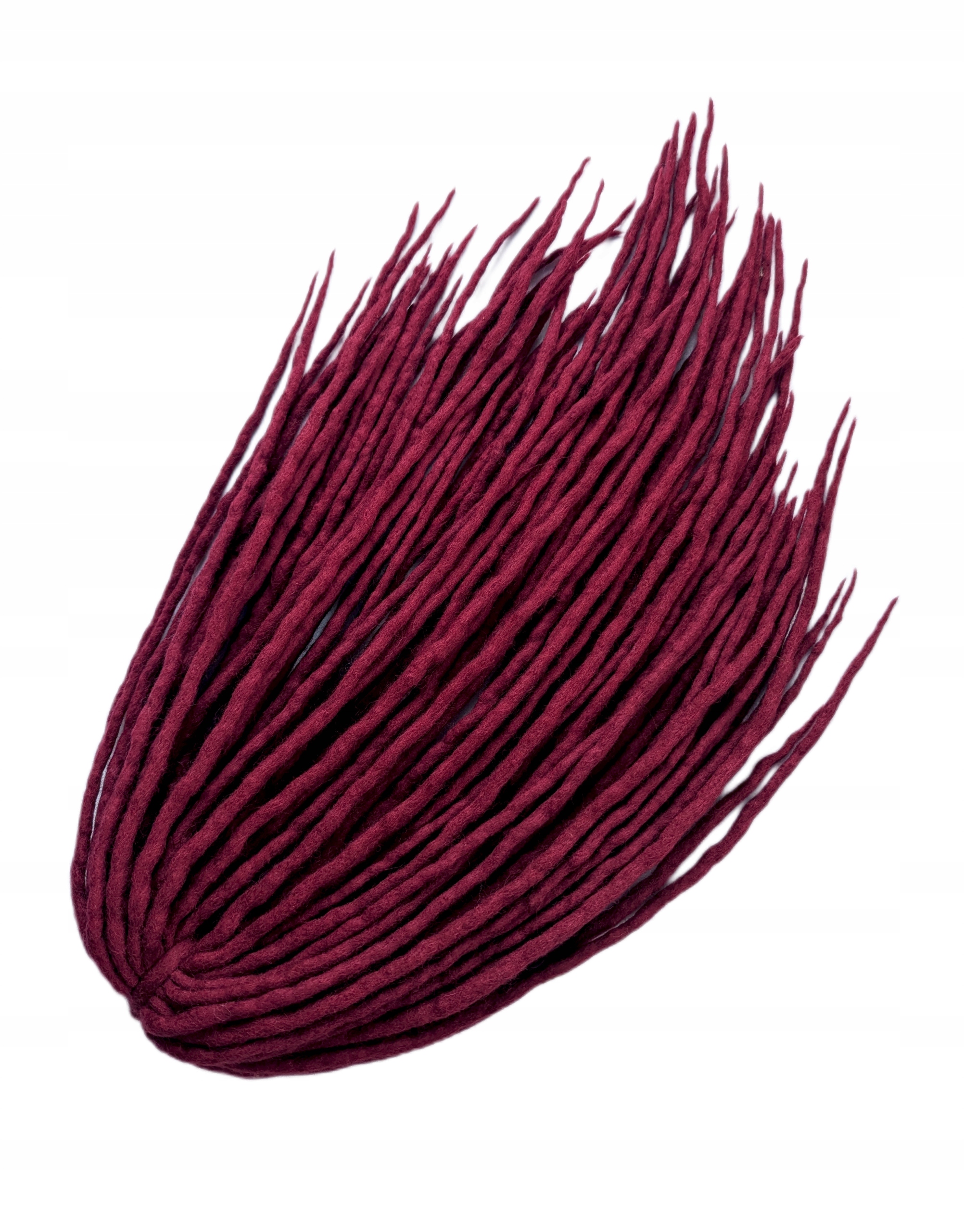 Dredloky Dredy vlněné, ručně vyráběné, vínové, Třešňový Sad, 40 kusů