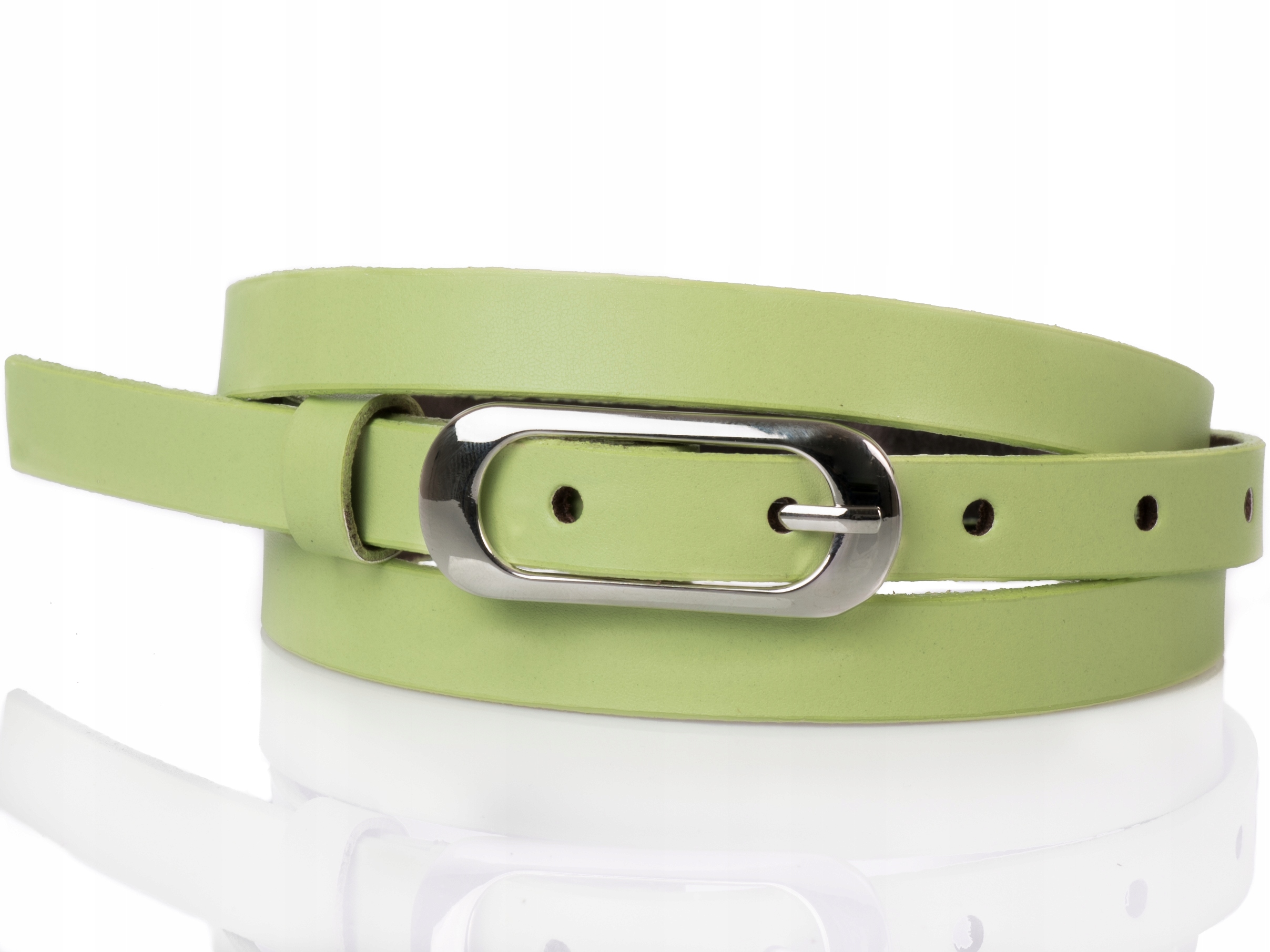 Damski SKÓRZANY pasek 1,5cm Limonka |75obw Rodzaj klamry klasyczna