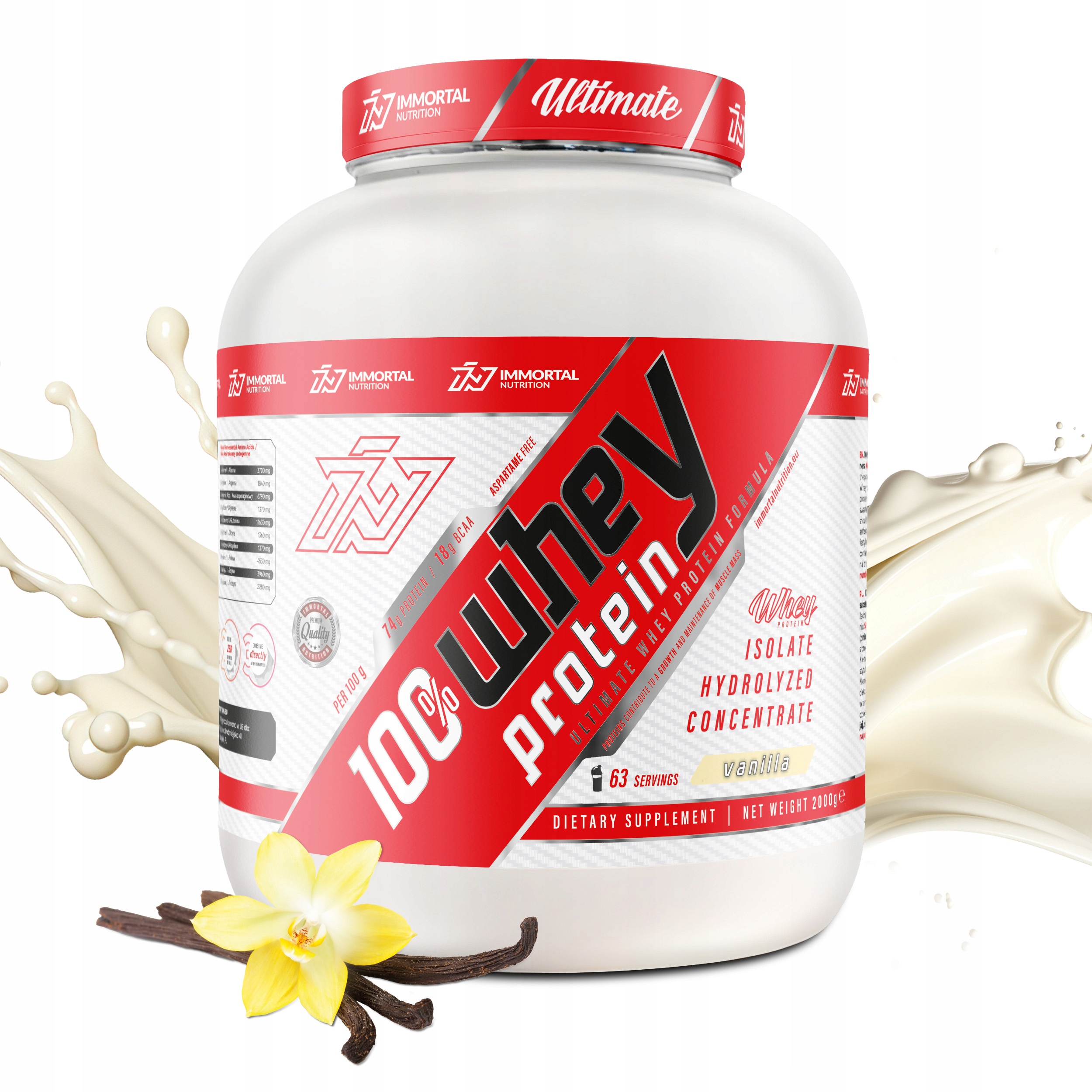 Immortal 100% Whey Protein Instant 2000 g Protein Wpc Wpi Wph 100% Whey