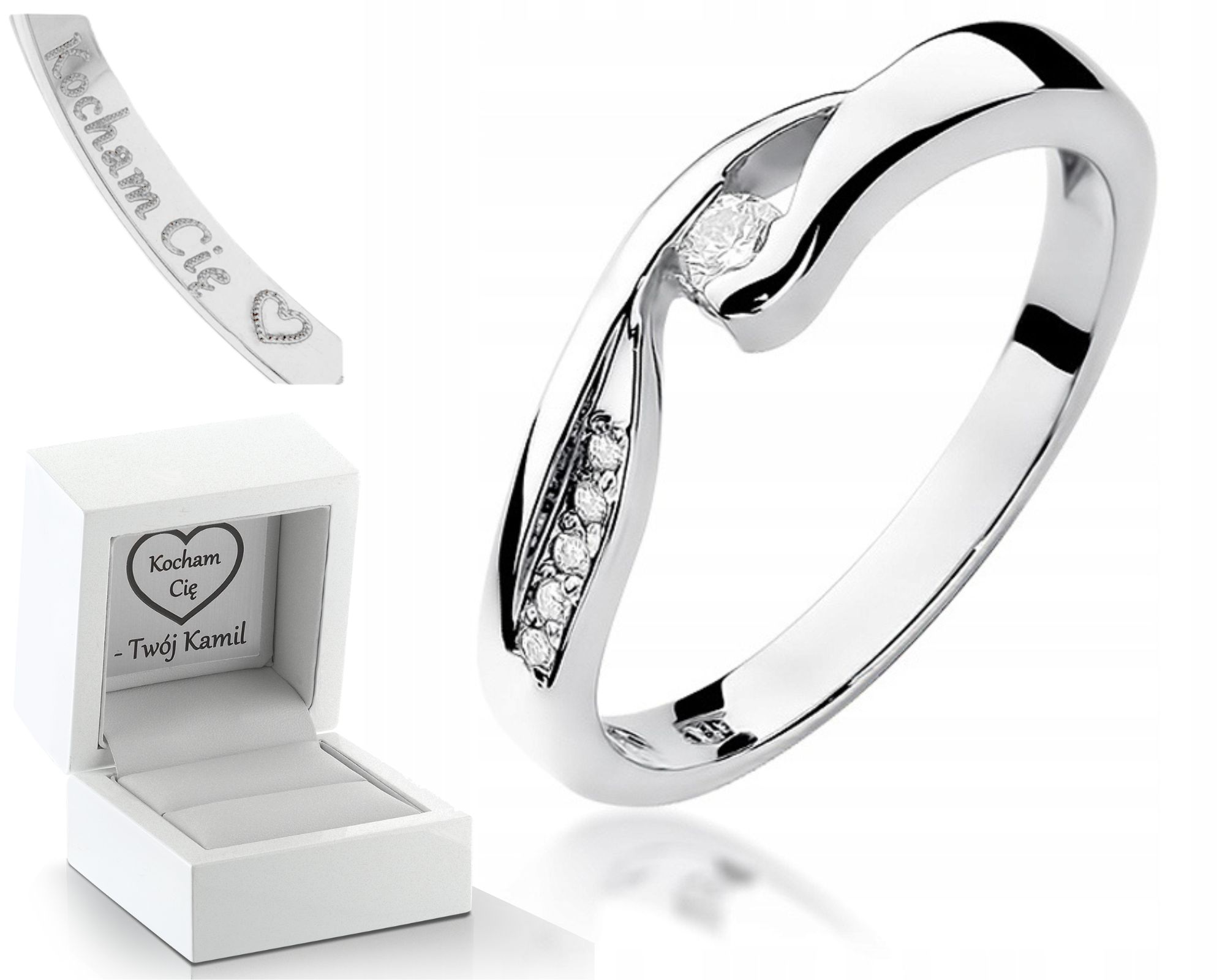 Prstýnek Brilianty Bílé Zlato 585 Gravírování Bonus Zlato