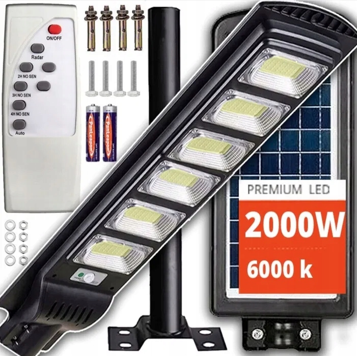 Solárna pouličná lampa Vögler GmBh 2000W, senzor súmraku pohybu
