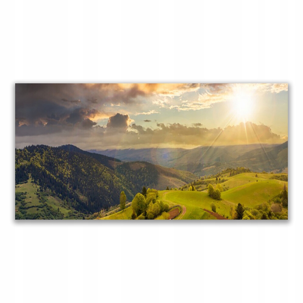 

Fotoobraz z grafiką 120x60 Góry Łąka Zachód Słońca