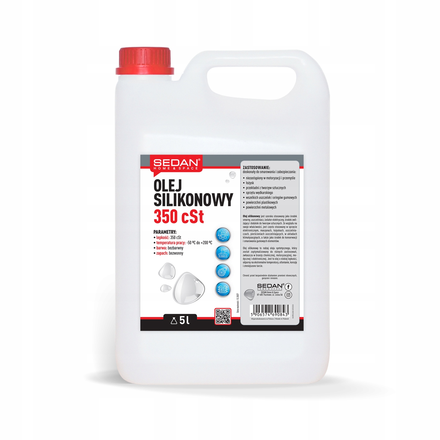 Univerzální silikonový Olej 350cSt mazivo Silikon pro Gumu, těsnění 5 l