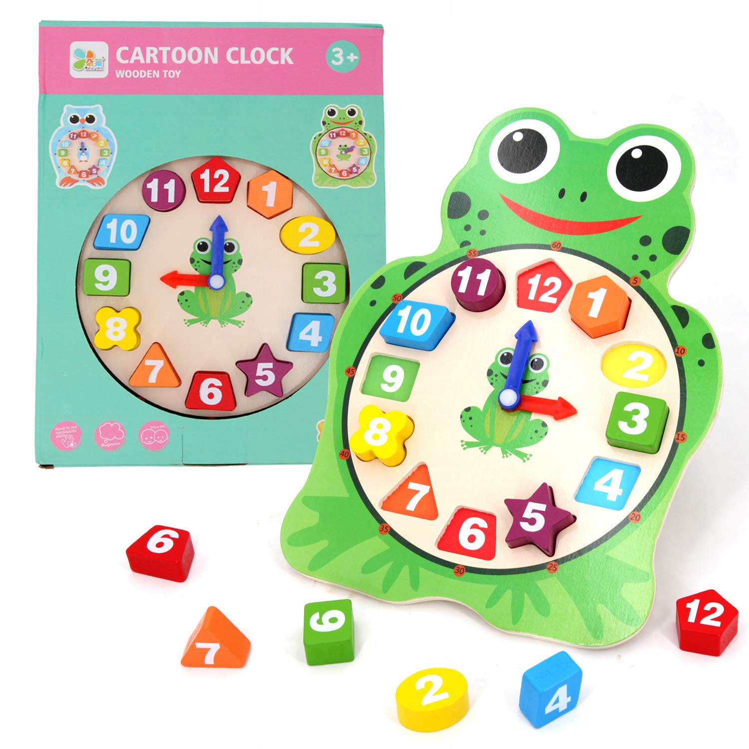 

Drewniany Zegar Sorter Klocki Montessori