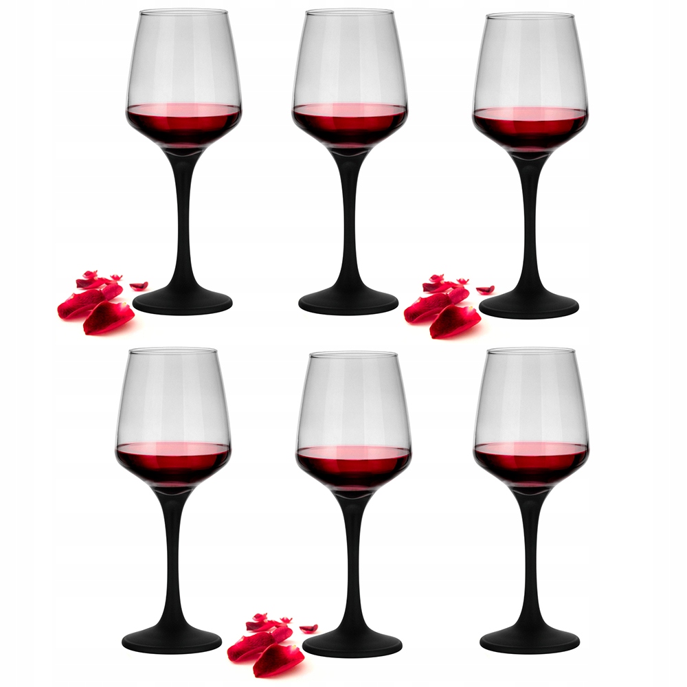 

6x Czarne Kieliszki Do Wina 360 ml