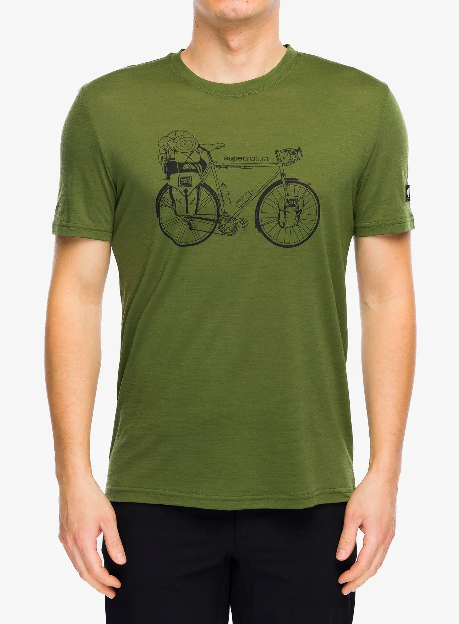 Tričko merino Super.natural Bicycle Nomad Tee chive/jet black S