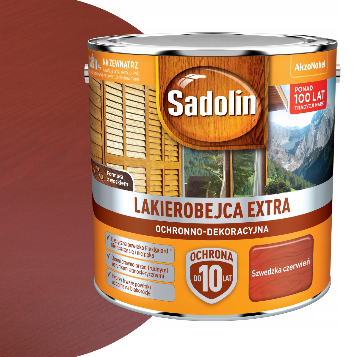 Sadolin Lakierobejca Extra Do Drewna 2,5L Szwedzka Czerwień