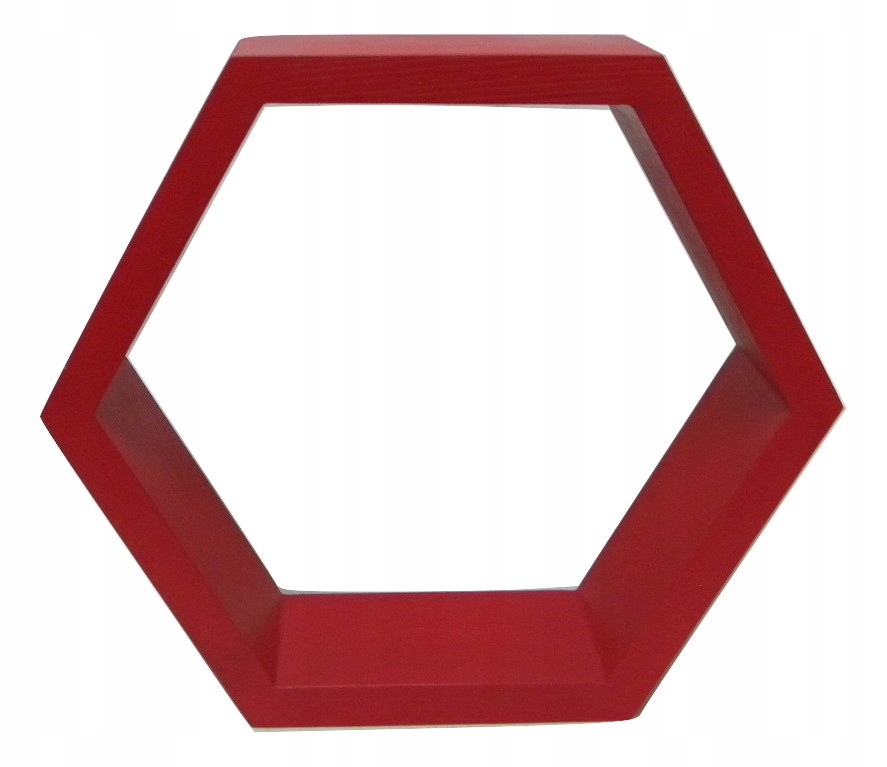 PÓŁKA PLASTER MIODU HEXAGON CZERWONA DREWNO SOSNA