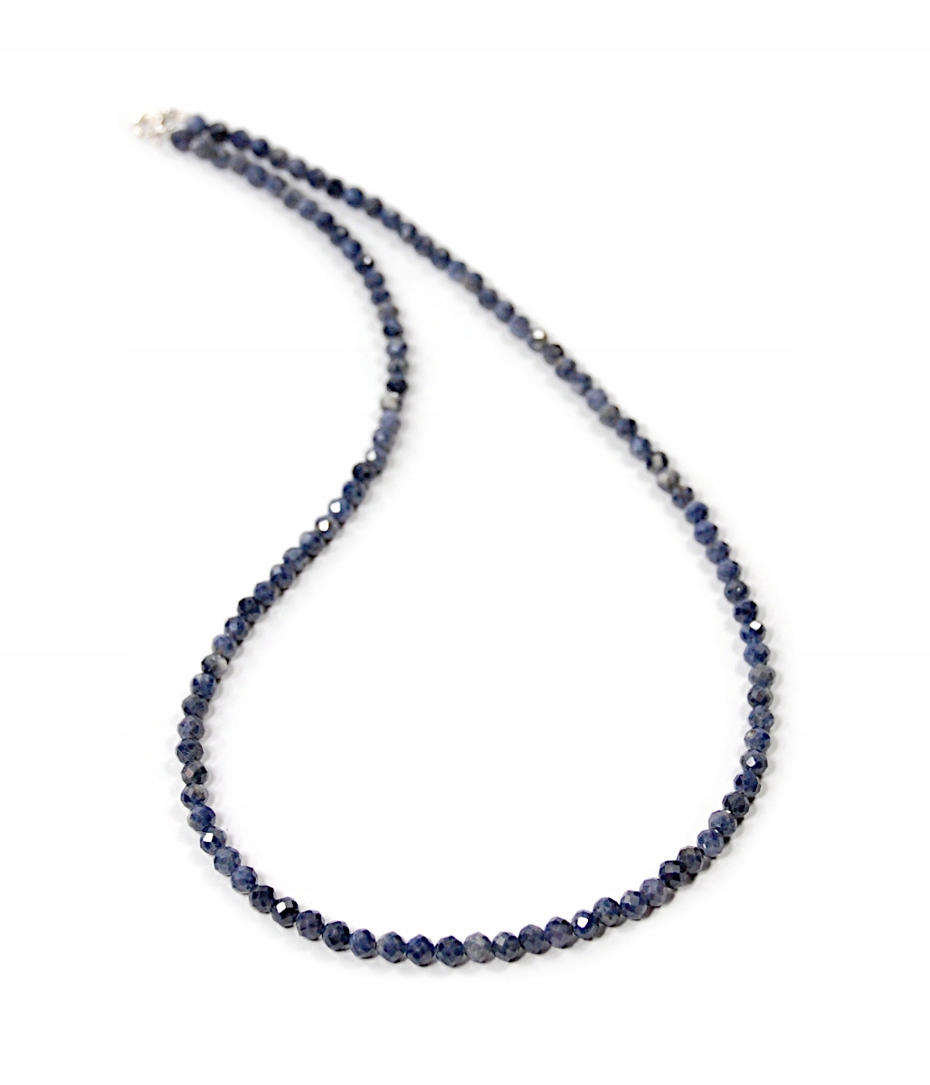 Náhrdelník přírodní Safíry modré korundy kuličky fasetované 4mm stříbro