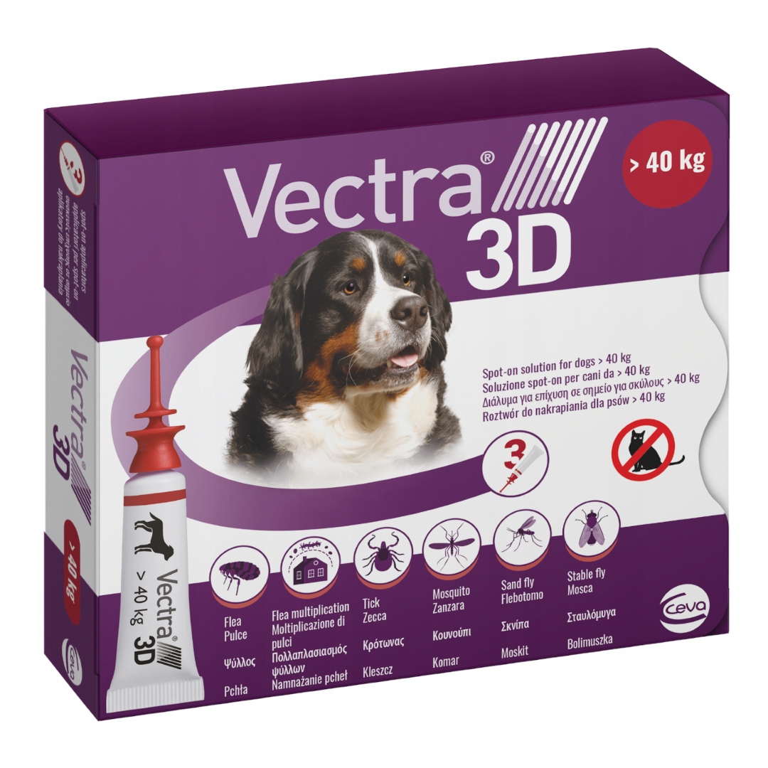 Vectra 3D Preparat Na Kleszcze Pchły Komary Dla Psów Powyżej 40kg 3x8ml
