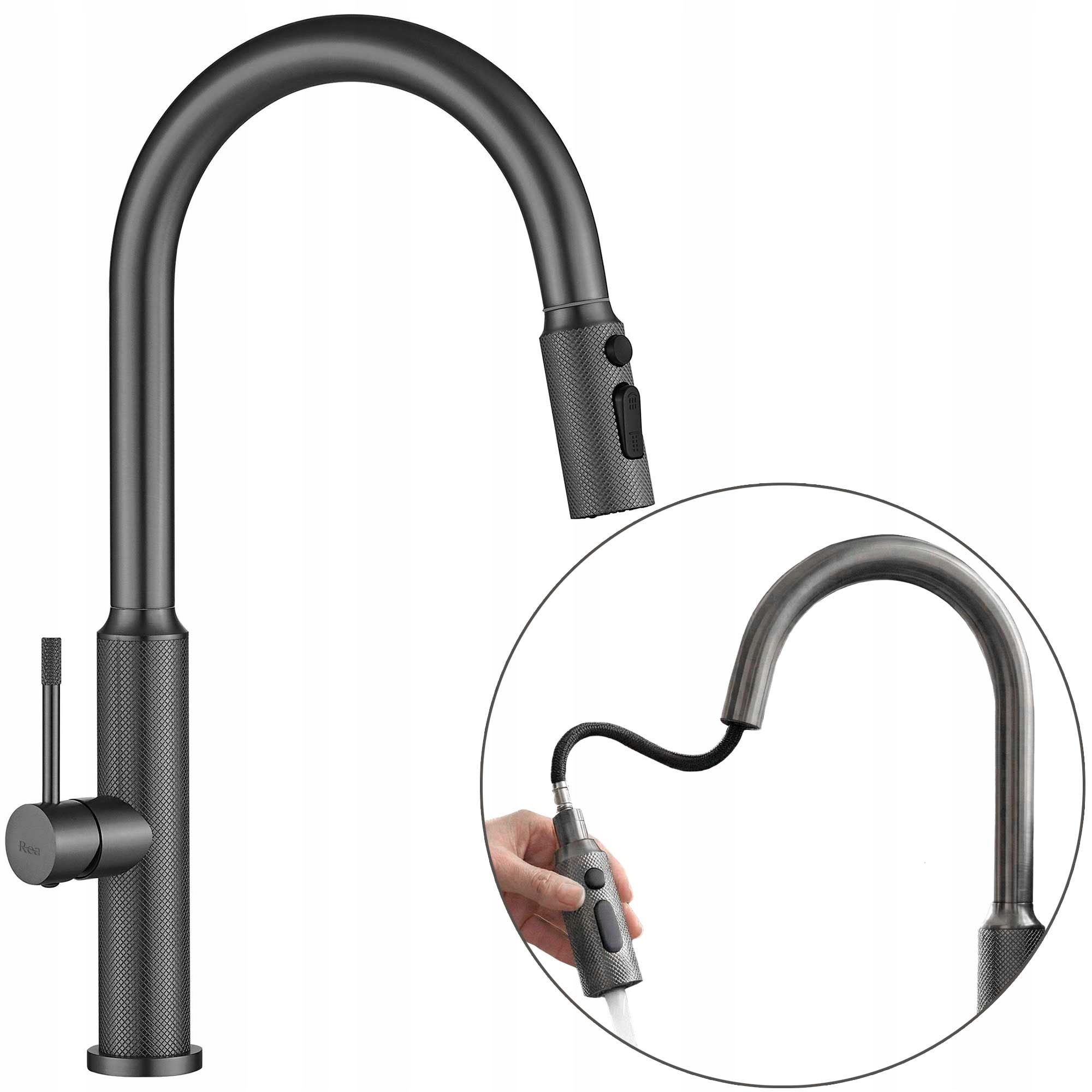 Kuchynská batéria Vyťahovateľná Titánová výtoková Rea Master 45 cm Sprchová doska