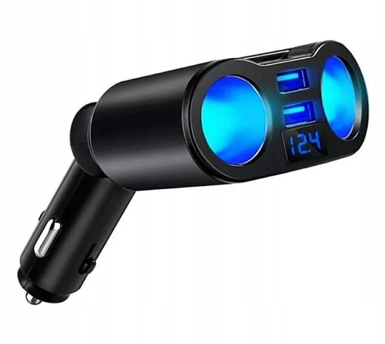 Rozdzielacz Gniazda Zapalniczki Woltomierz 12V 2xUSB Ładowarka