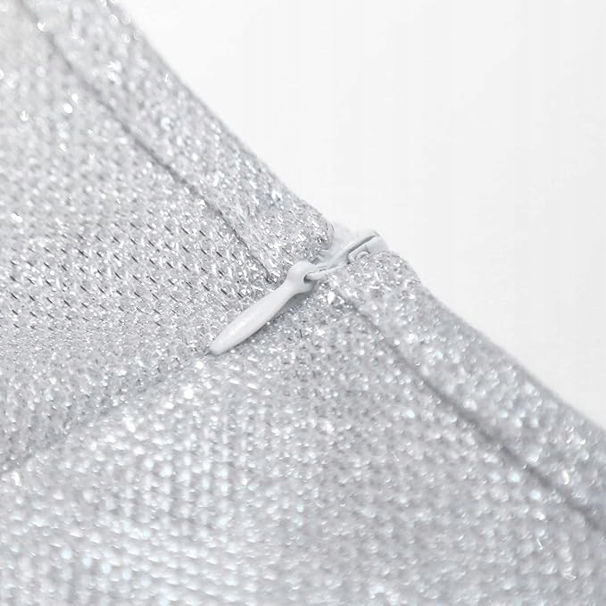 Sukienka damska błyszcząca srebrna wieczorowa asymetryczna kopertowa XXL Rozmiar XXL