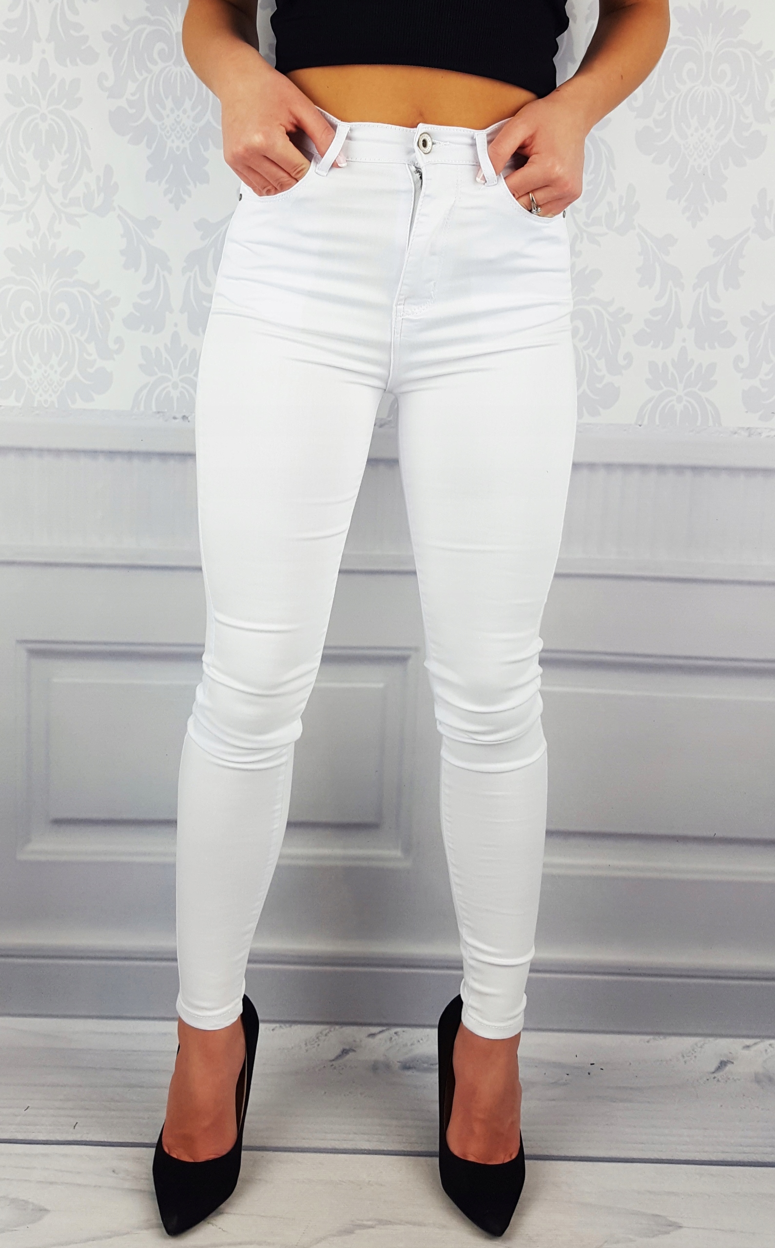 # DAMSKIE SPODNIE JEANSOWE WYSZCZUPLAJĄCE KOLORY # Rozmiar 34