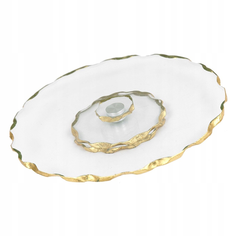 

Patera Szklana Obrotowa Złota 33cm Na Nóżce Talerz