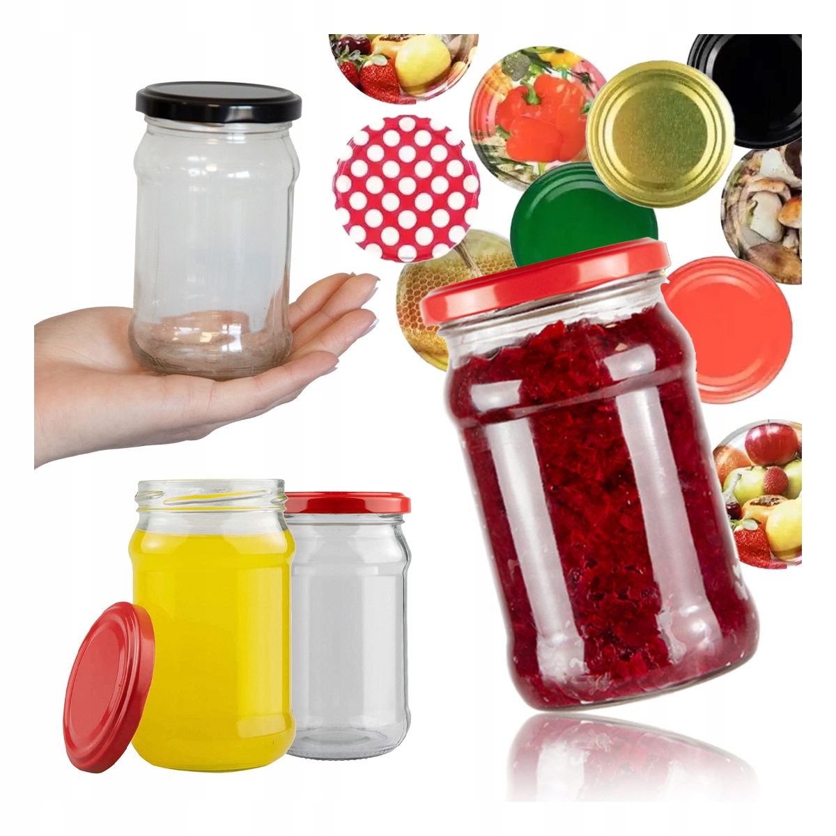 60x Słoiki szklane 315ml Słoik Na Dżem Miód Przetwory Zakrętka Fi66