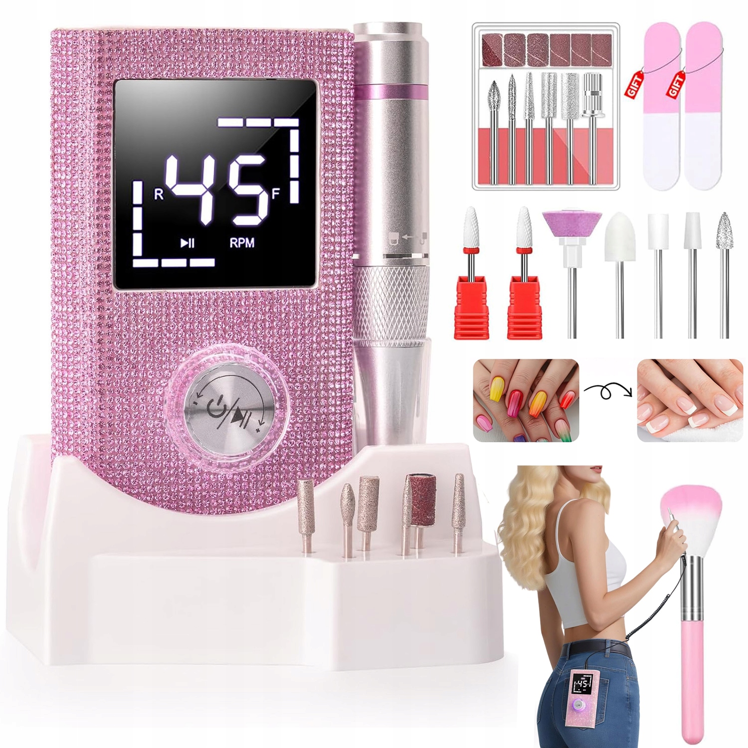 Bruska Na Nehty 50W Pro Manikúru A Pedikúru Profesionální Silná Frézy