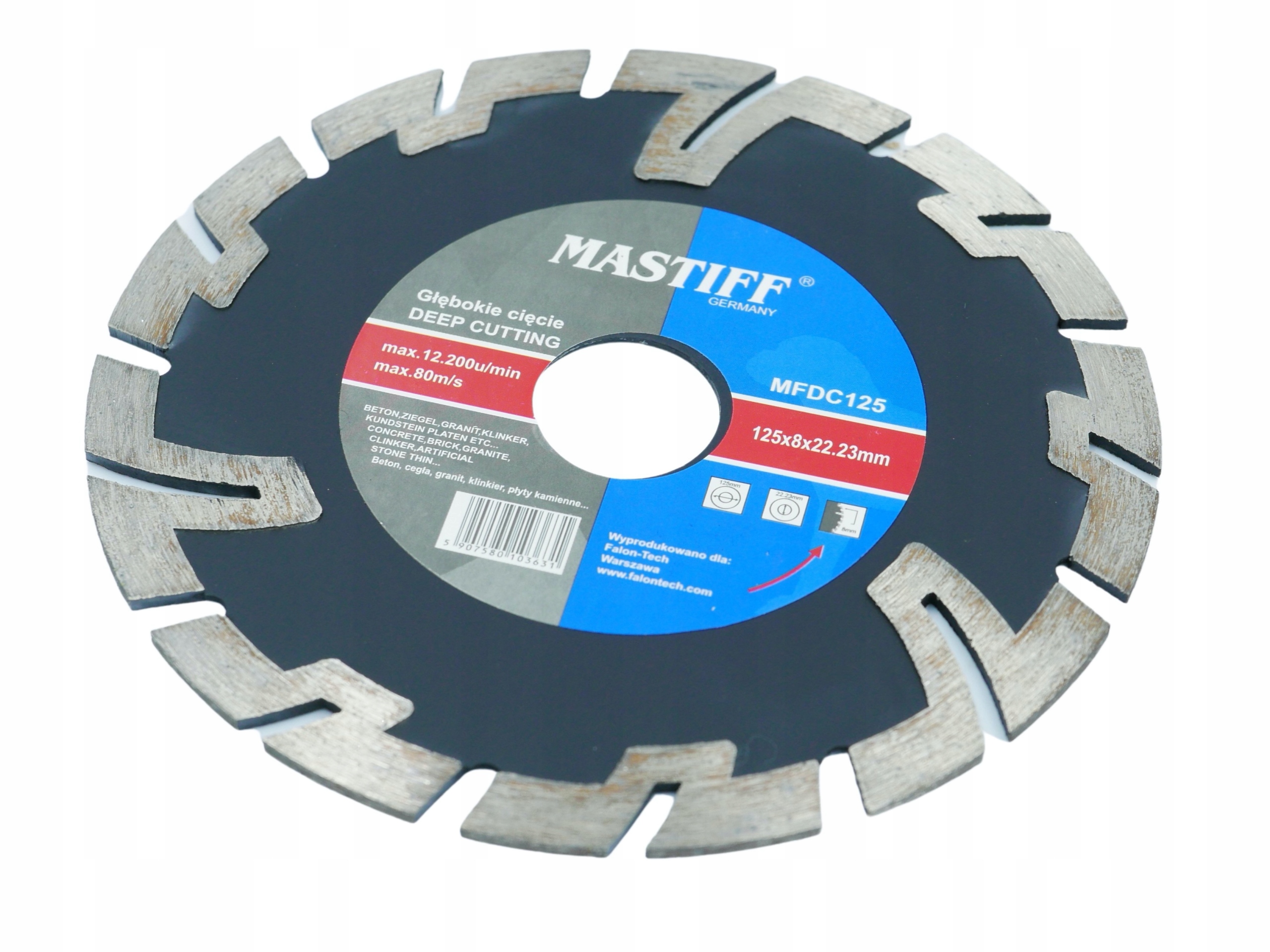 TARCZA DIAMENTOWA 125 x 22,2 GŁĘBOKIE CIĘCIE BETON Marka Mastiff