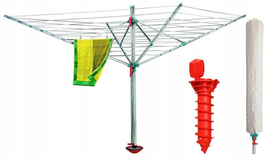 Suszarka Ogrodowa Obrotowa Na Pranie, Do Ubrań 60M Kotwa Pokrowiec