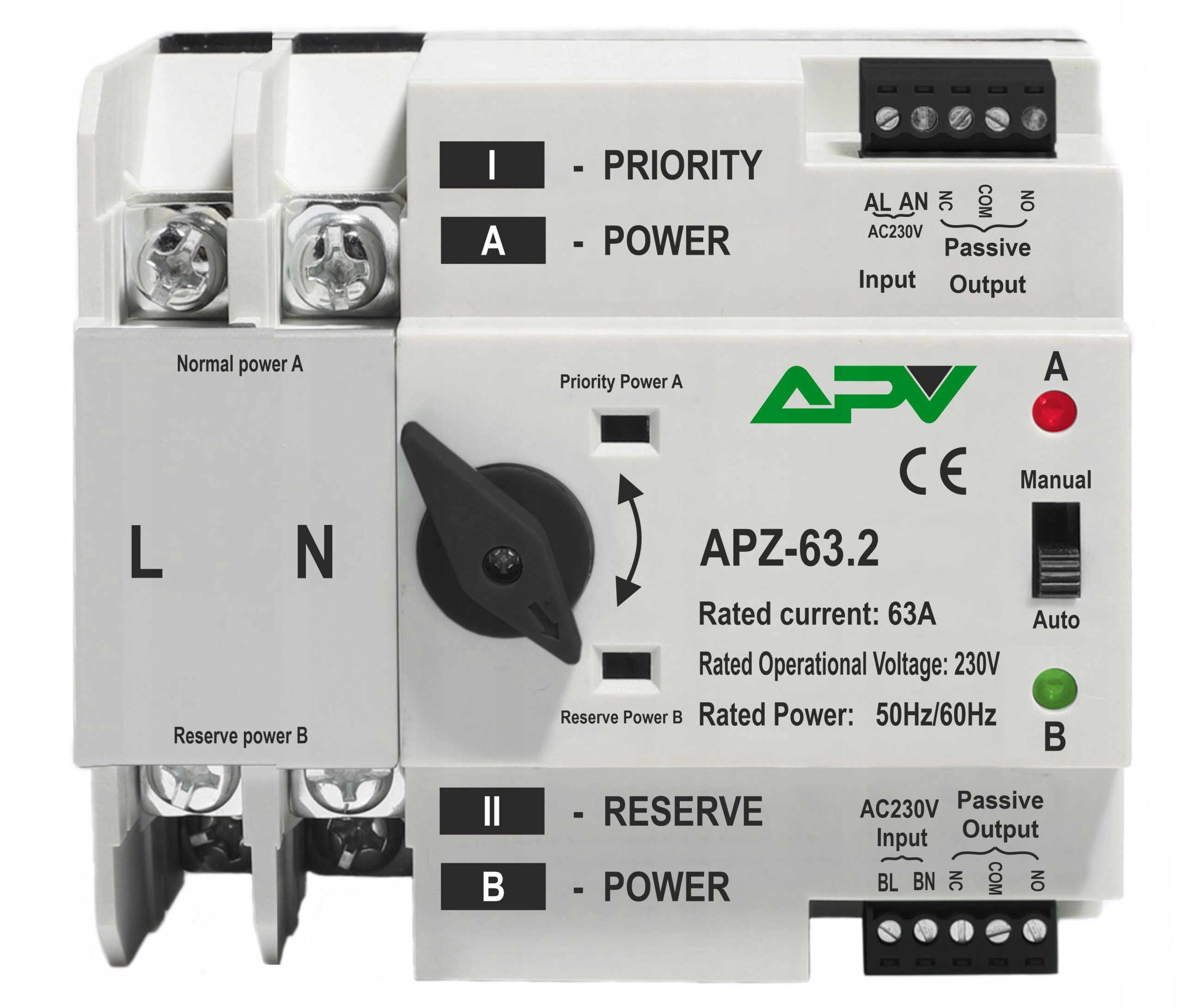 Jednofazowy Automatyczny Sieciowy Przełącznik Zasilania 63A 2P 1 faza