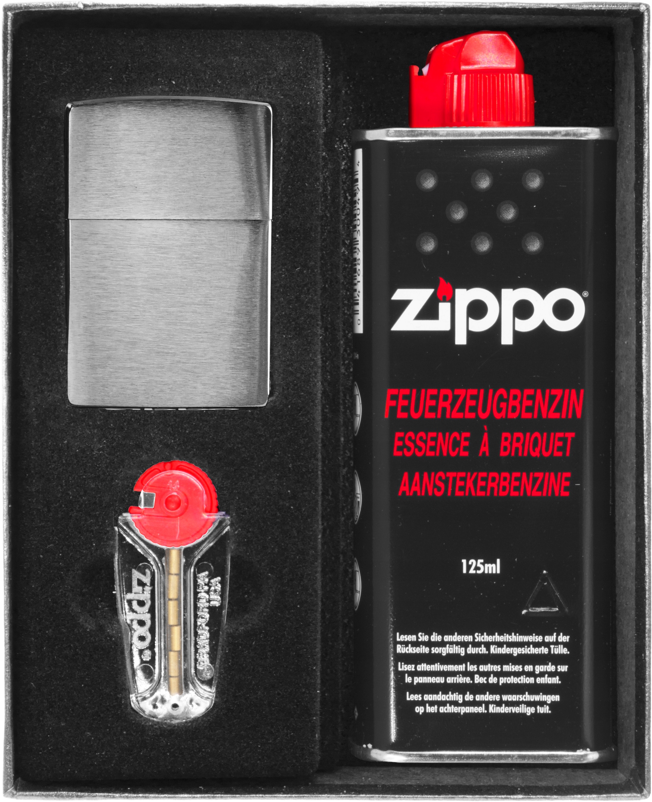 Zestaw ZIPPO Zapalniczka BRUSHED CHROME prezentowy*nr1