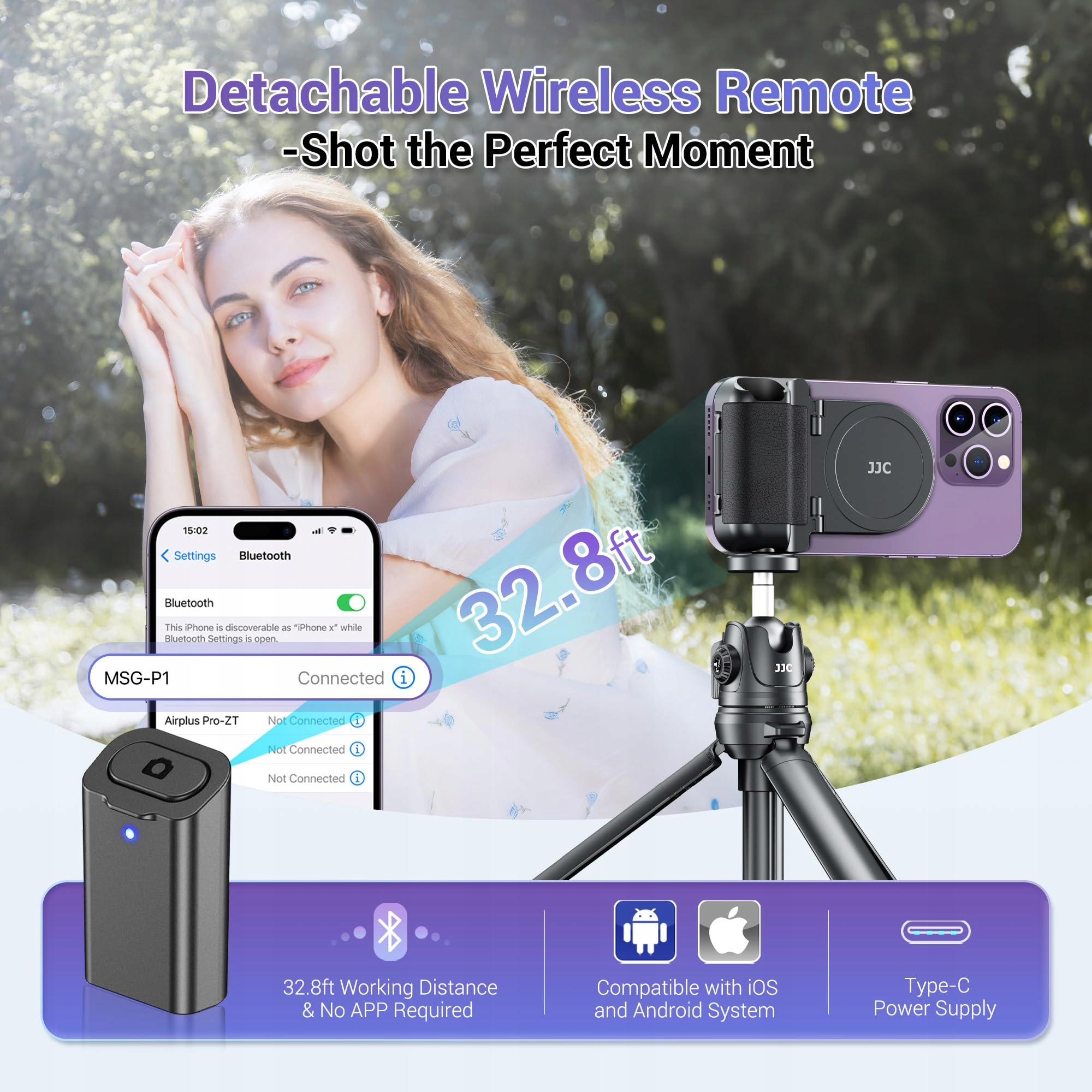 JJC Magnetyczny Uchwyt do Telefonu z Pilotem Bluetooth do iPhone i Android — miniatura 3