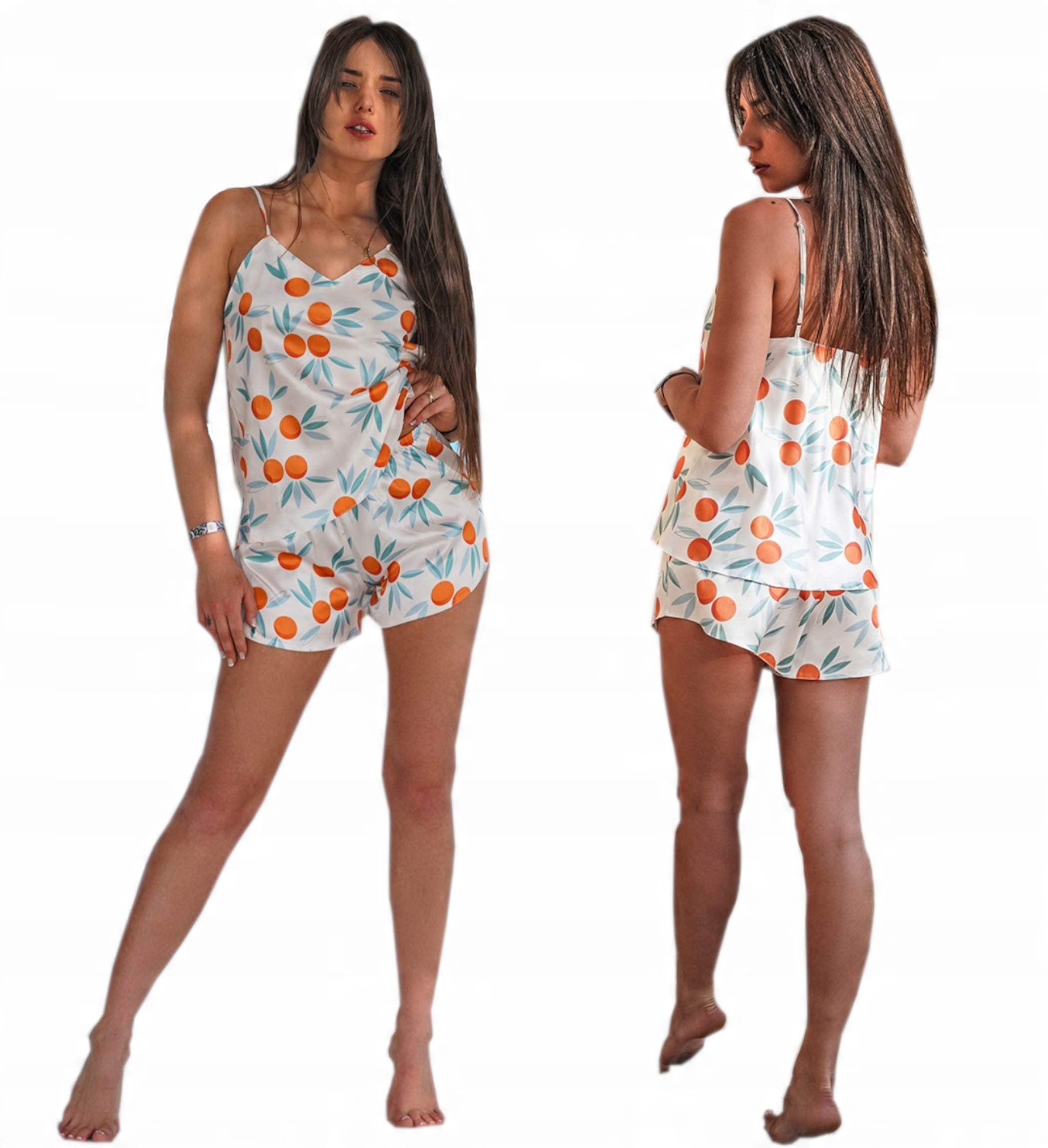 

Karen Komplet satynowy w kwiaty KK019 *s* biel