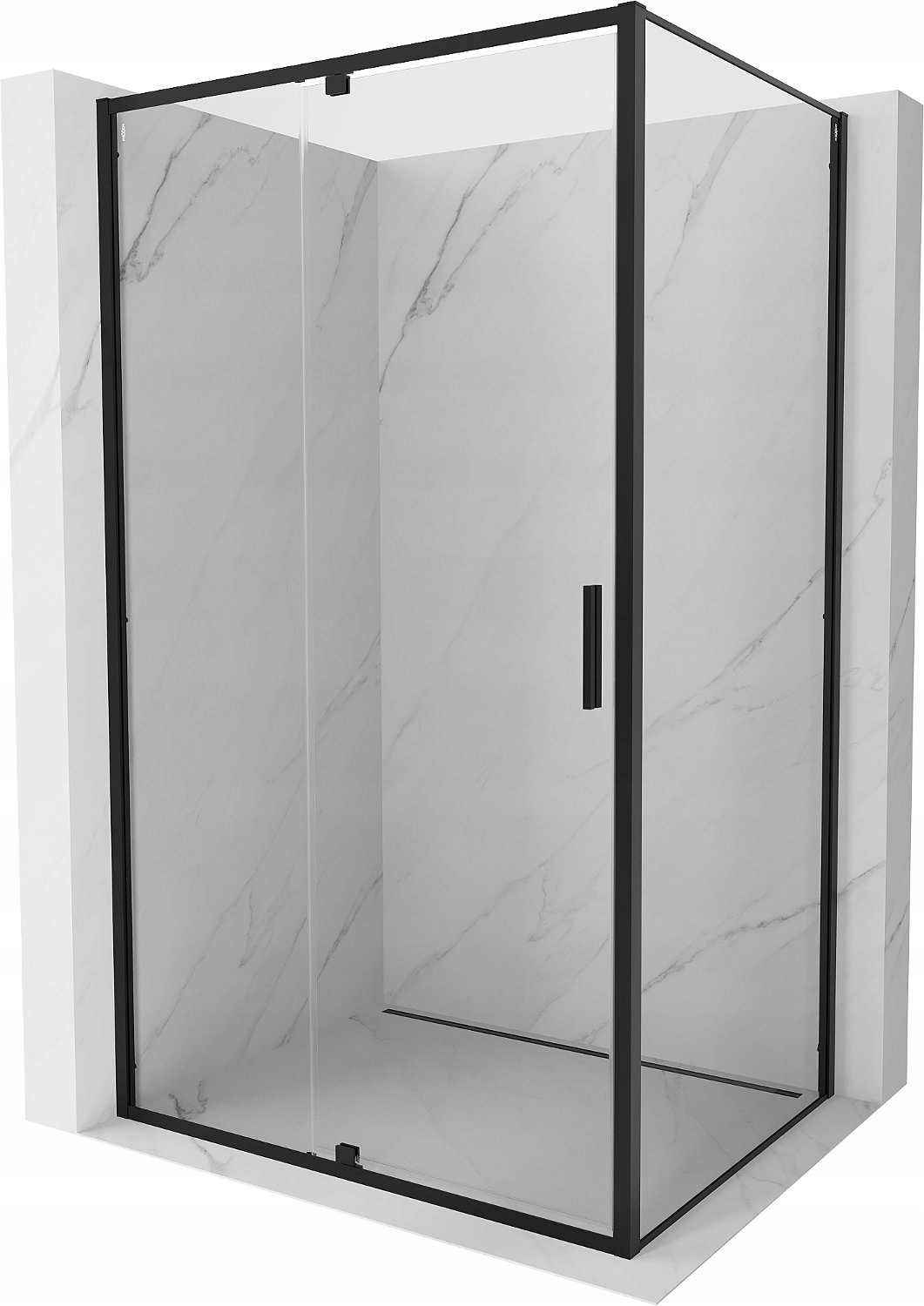 Mexen Exo otočná sprchová kabina 100x80 cm, černý hliník, průhledné sklo