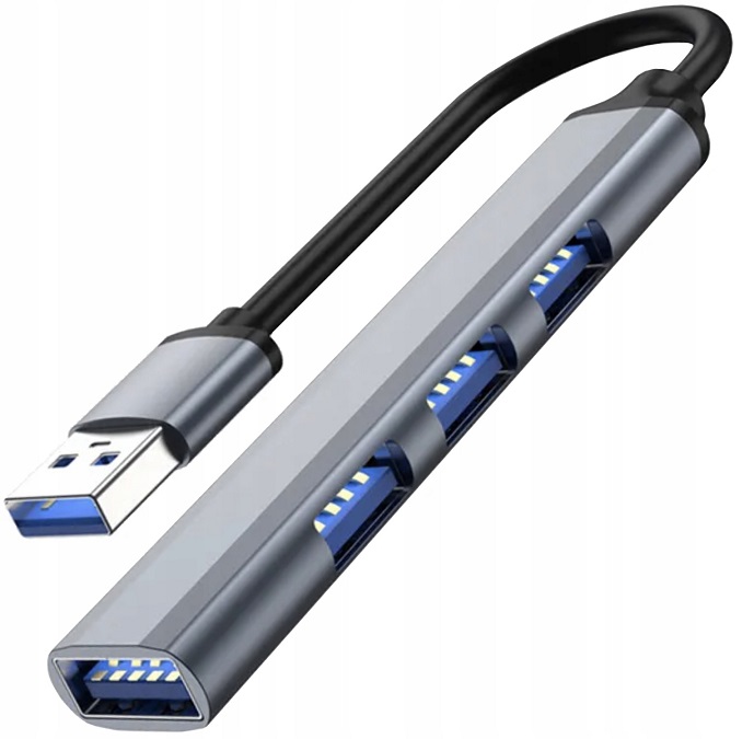 Nowoczesny Hub USB Rozdzielacz 4 porty * Solidny aluminiowa obudowa Liczba portów 4