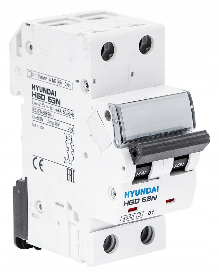 

Wyłącznik nadprądowy 2P, 25A, Char.C Hyundai