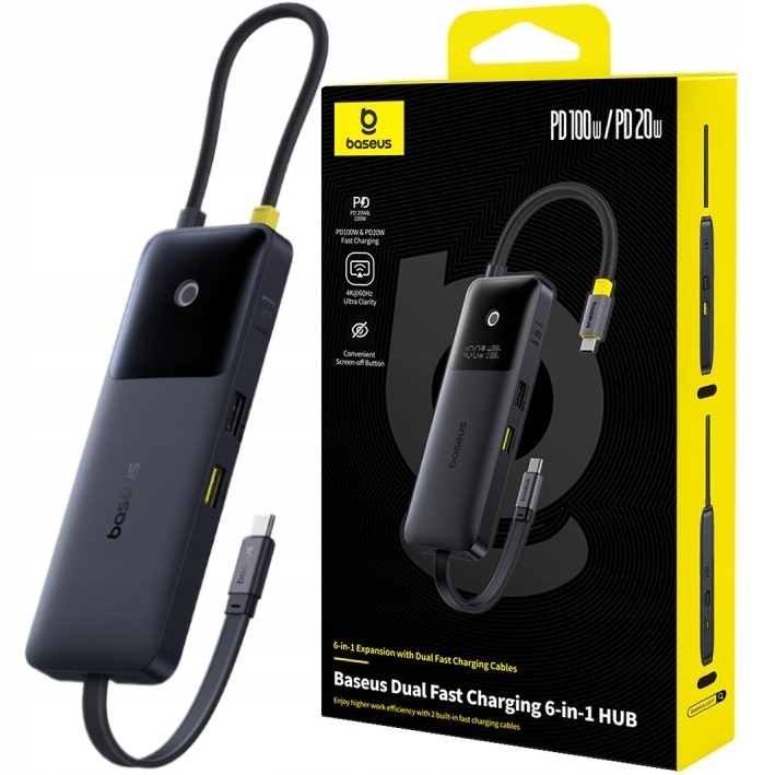 Baseus Usb-c Hub 6V1 Hdmi 4K 60HZ Pd 100W Usb 3.2 10GBPS Pre Notebook A Tablet