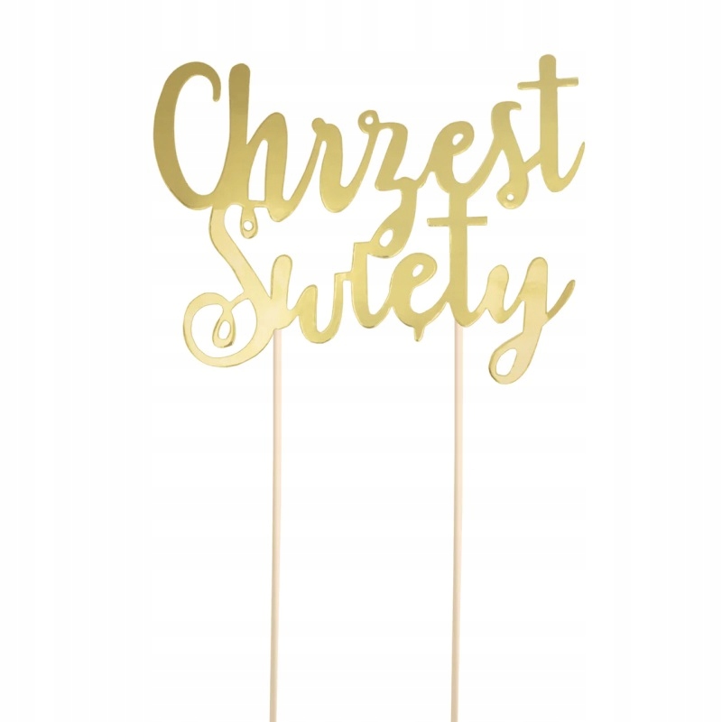 Topper Na Tort Chrzest Święty Złoty